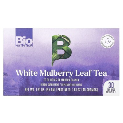 Bio Nutrition White Mulberry Leaf Tea, Caffeine Free, 30 Tea Bags, 1.61 oz (45 g)