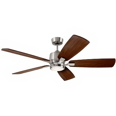 Luminance Kathy Ireland Home Ion Eco LED 60in Ceiling Fan, DC Motor, Dimmable Light Kit, Wall Control, Walnut Blades Suitable for Damp Locations