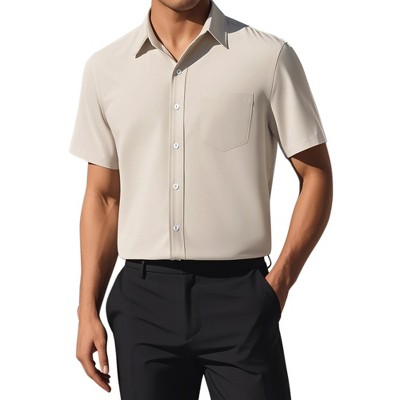 INSPIRE CHIC Men's Short Sleeve Button Down Casual Summer Hawaiian Beach Linen Shirts