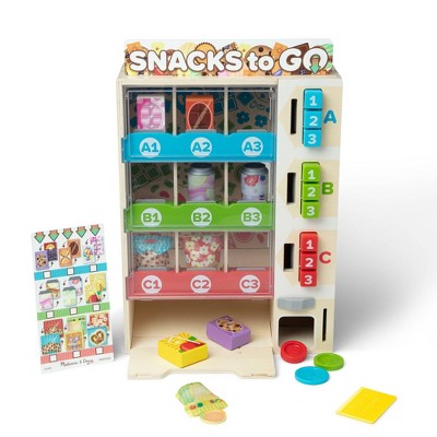Melissa & Doug Sort Stock Select Wooden Food Vending Machine Toy Play Set: Pretend Kitchen Accessories, Realistic Functions
