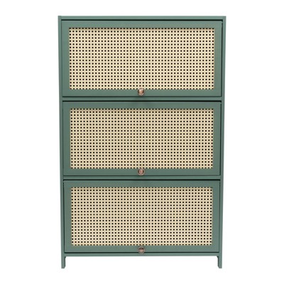 YIYIBYUS Shoe Rack Organizer Cabinet, 7-Tier Bamboo Shoe Storage Shelf with Flip-up Doors