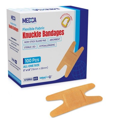 Flexible Fabric Knuckle Bandages 100 Count Box, Adhesive Strips for Finger & Knuckle Care to Protect Cuts & Wounds