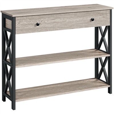 Yaheetech Vintage Wooden Console Table with 1 Drawer and 2 Open Shelves