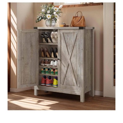 5-Tier Shoe Storage Cabinet Storage Cupboard Unit Sneaker Organizer Shoe Organizer Entryway Shoe Rack With 2 Doors