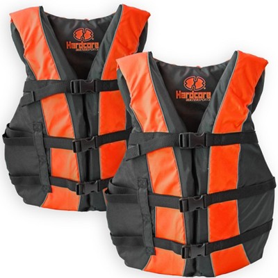 Hardcore life jacket 2 pack paddle vest for adults; Coast Guard approved Type III PFD life vest flotation device; Jet ski, wakeboard, kayak