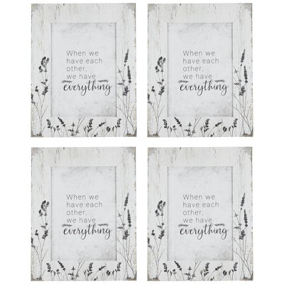 Northlight Weathered Floral Picture Frames for 5" x 7" Photo - White - Set of 4
