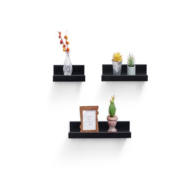 FONTOI 18.11" Floating Shelves, Wall Mounted Shelves for Bathroom, Living Room, Kitchen, Hanging Shelf for Books/Decor, Black, 5.91"*1.97"*18.11"