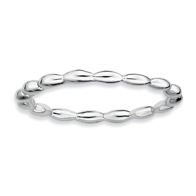 Black Bow Jewelry 1.5mm Rhodium Plated Sterling Silver Stackable Rice Bead Band