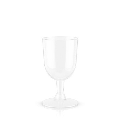 True Party Disposable Plastic Wine Glasses, Stemmed Clear Plastic Cups for Outdoors, Parties, 6 Oz Set of 8