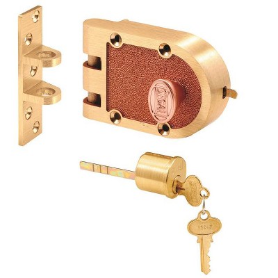 Prime-Line Segal Brushed Brass Solid Bronze Alloy Single Cylinder Deadbolt Keyed Differently