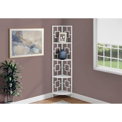 Kumasinova 60"/62" 4-Tier Corner Bookshelf,Black Metal Bookcase with Transitional Square Design/X-Design,Modern Book Shelves for Bedroom,Office