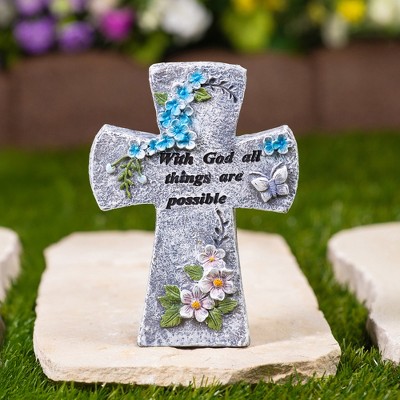 Northlight With God All Things Are Possible Floral Cross Statue - 6.75"