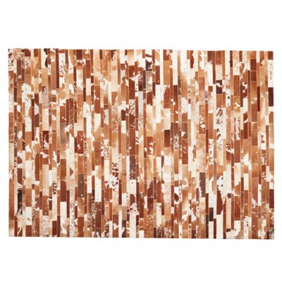 Saro Lifestyle Tactile Elegance Hair On Leather Area Rug