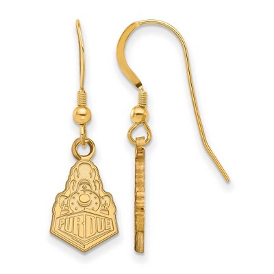 Black Bow Jewelry 14k Yellow Gold Plated Sterling Silver Purdue Boilermakers NCAA Dangle Earrings