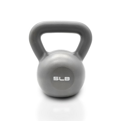 NAYSAYE Kettlebell 5LBS Vinyl Coated Strength Training Weight Comfortable Grip for Home Gym, Gray, 7.87"*6.29"*5.11"