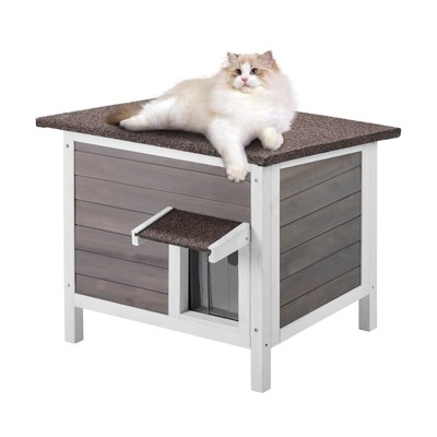VEVOR Outdoor Cat House Weatherproof, Feral Cat Shelter for Multiple Cats, Outdoor Wooden Cat Rabbit House with All-Round Foam Insulated, Open Roof