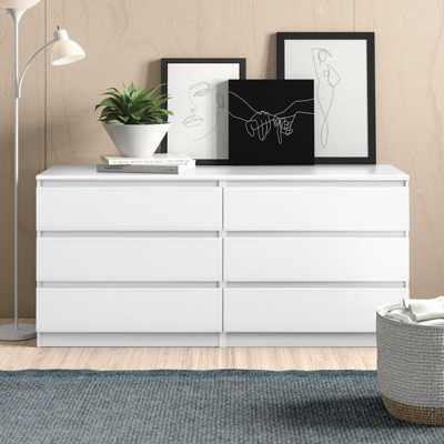 ORRD White 6-Drawer Double Dresser for Bedroom, Living Room, or Hallway