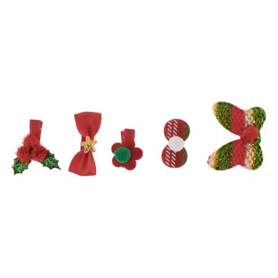 Unique Bargains Girl's Cute Butterfly Flowers Bow Hair Clips Red Green 5 Pcs