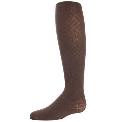 Memoi Girls' Double Diamond Opaque Nylon Tights