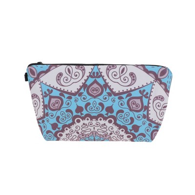 Unique Bargains Flower Printed Makeup Bag Blue 1 Pc