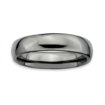Black Bow Jewelry Black Plated Sterling Silver Stackable Polished 4.5mm Band