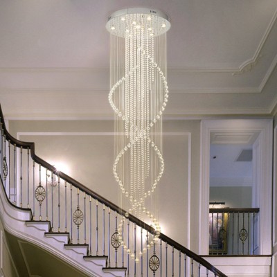 LLHZSY 10-Light Luxury Crystal Raindrop Chandelier for Entryway Spiral Staircase - W27 14/25"