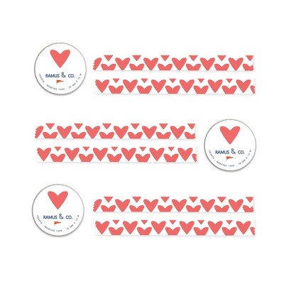 Illustrated Masking Tape by Ramus & Co - 3ct Rolls, Assorted Rolls ("Hearts")