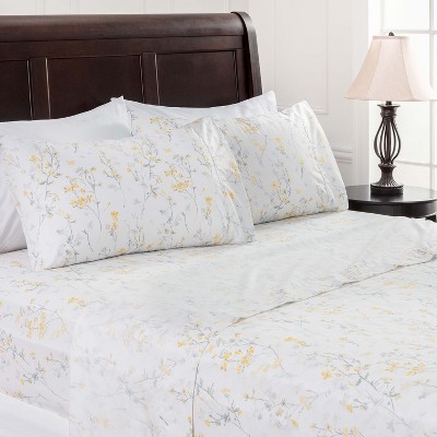 Chanasya Spring Yellow Floral Print Microfiber Sheet Set