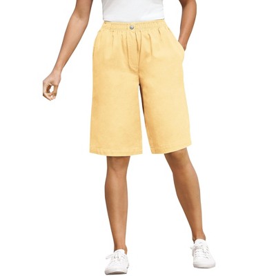 Woman Within 7-Day Elastic-Waist Pull-On Cotton Denim Shorts