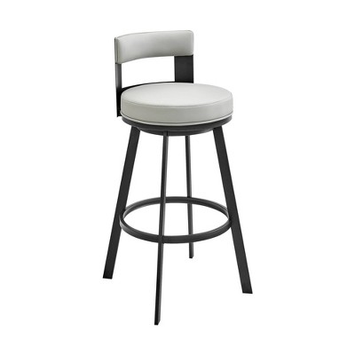 Armen Living 26" Flynn Metal with Faux Leather Swivel Counter Height Barstool