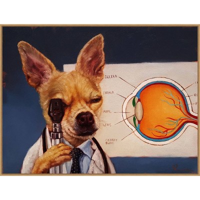 42" x 32" Seeing Eye Dog by Lucia Heffernan Framed Canvas Wall Art Print - Amanti Art: Lithograph, Modern Decor