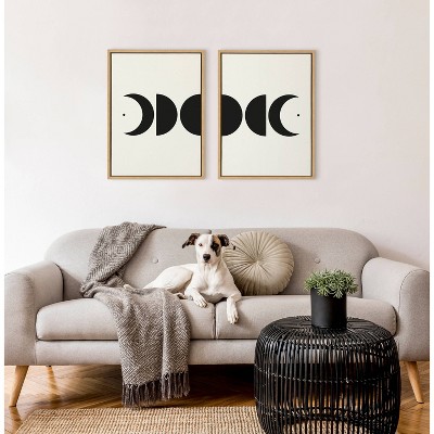 (Set of 2) 18 x 24 Sylvie Modern Geometric Moon Phases by The Creative Bunch Studio Framed Canvas Set - Kate & Laurel All Things Decor
