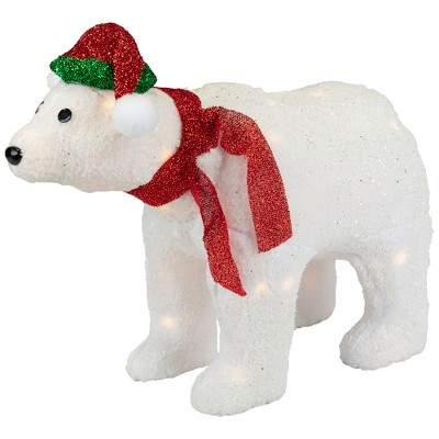 Northlight Lighted Glittered Polar Bear Outdoor Christmas Decoration - 23" - Clear Lights