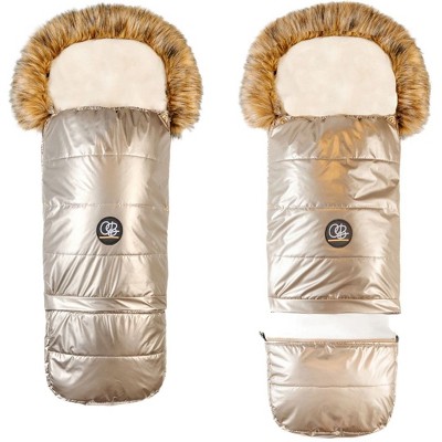 Cover Baby 0-3 Years Organic Premium Beige Wool Adjustable Footmuff in Pastel Gold