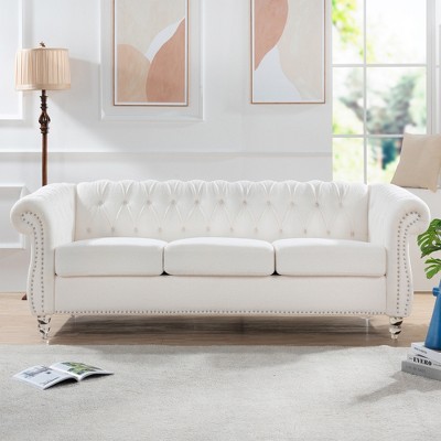 Dolonm 84 " Modern Long Sofa, PU Material 3 Person Sofa,Suitable, for Living Room