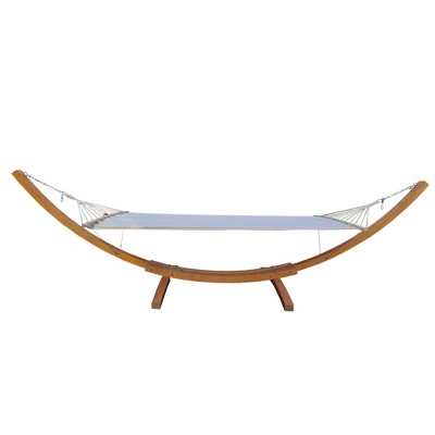 Boho Style Outdoor Hammock with Heavy Duty Wooden Stand
