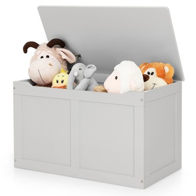 Costway Wooden Toy Box Kids Storage Chest Bench W/ Flip-Top Lid & Safety Hinge