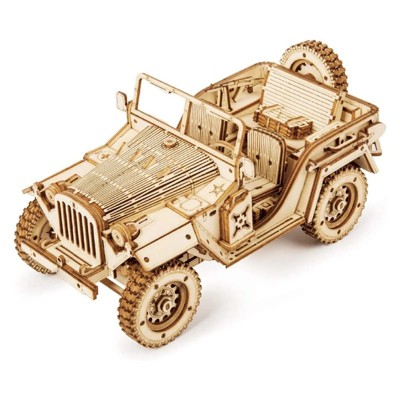 ROBOTIME 3D Wooden Puzzle Army Field Car 3D Puzzles For Adults- Car Model Kits, Vehicle Building Kits, Decorative Toys, 7.44"*3.9"*3.5"