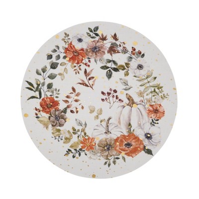 Saro Lifestyle Golden Harvest Fall Wreath Placemat (Set of 4), White, 15"x15"
