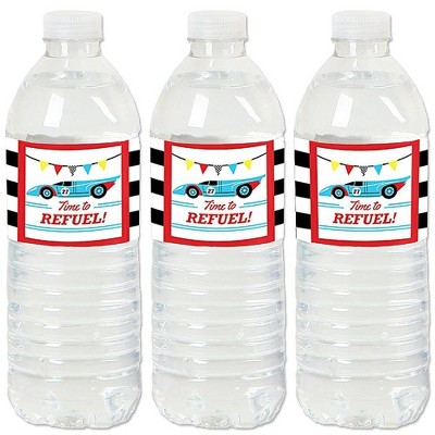 Big Dot of Happiness Let's Go Racing - Racecar - Race Car Birthday Party or Baby Shower Water Bottle Sticker Labels - Set of 20