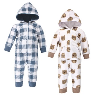 Hudson Baby Infant Boy Fleece Jumpsuits, Coveralls, and Playsuits 2pk, Little Bear