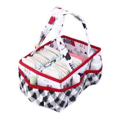 Bacati - Lumberjack Red/Black/Gray Boys Cotton Nursery Storage Caddy