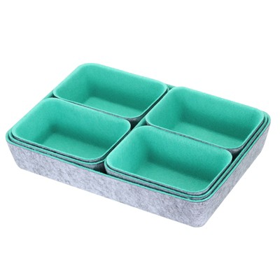 Unique Bargains Felt Desk Organizer Drawers Tray for Cosmetic Makeup Office Supplies 7 in 7 Pcs in 1 Set