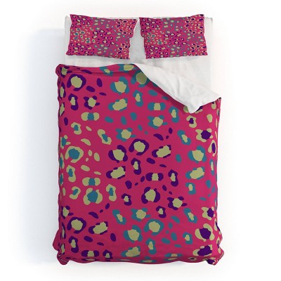 Deny Designs Artwork Patchouli Animal Glam Duvet Cover Bedding Set Pink
