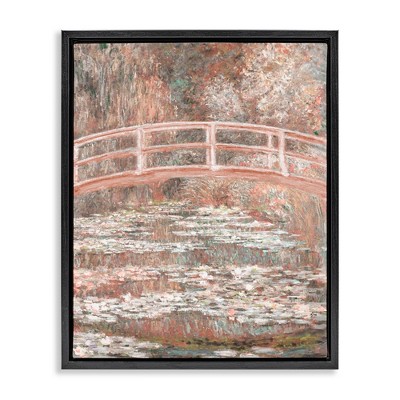 Stupell Industries Peach Impressionist Bridge Floating Frame Canvas Art