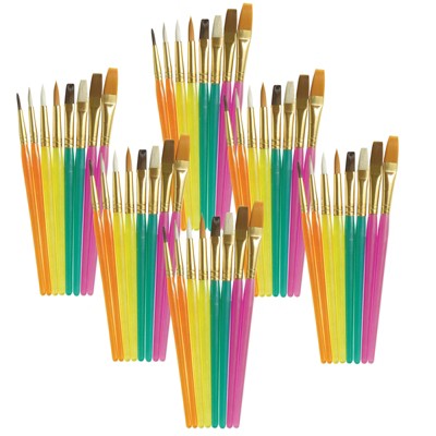 Creativity Street® Acrylic Paint Brush Assortment, Assorted Colors & Sizes, 8 Per Pack, 6 Packs