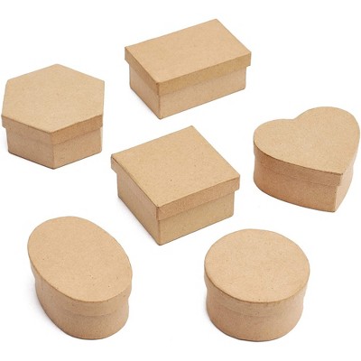 Bright Creations 6 Pack Mini Paper Mache Gift Boxes with Lids Thick Paper Board for Storage DIY Crafts Party Favors Birthday Wedding