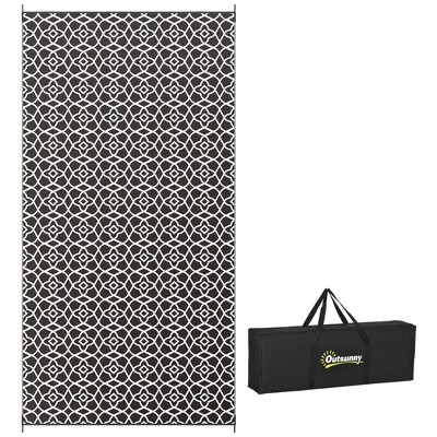 Outsunny RV Mat, Outdoor Patio Rug / Large Camping Carpet with Carrying Bag, Waterproof Plastic Straw, Reversible
