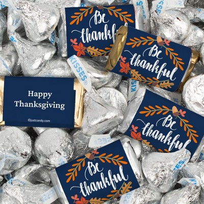 124 Pcs Thanksgiving Candy Party Favors Hershey's Miniatures & Chocolate Kisses - Thankful