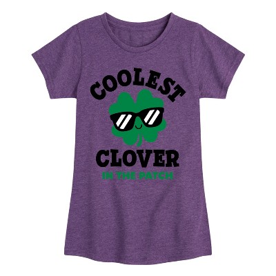 Girls' - Instant Message - St. Patrick's Day Coolest Clover in the Patch Fitted Short Sleeve Graphic T-Shirt